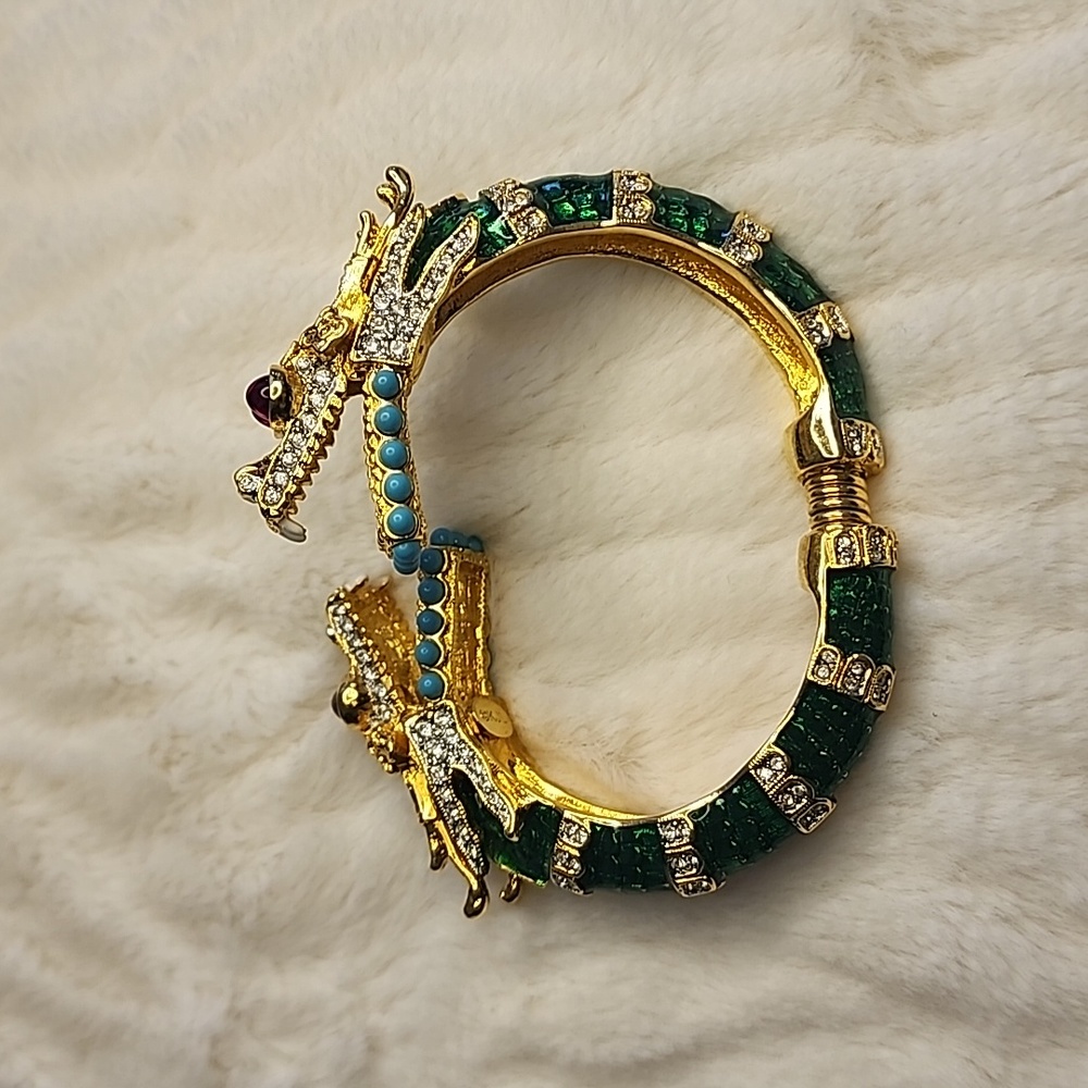 Rare KENNETH JAY LANE Green Dragon Bracelet
